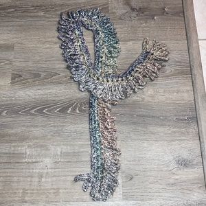 Multicolored crochet scarf ombré rainbow purple green blue